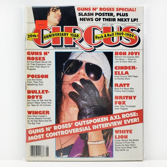 Circus Magazine Guns n' Roses Vintage May 1989 Slash Poster Old Stock Unread - Picture 1 of 12